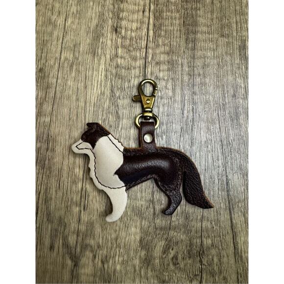 PORTLAND Leather Pepper Purse Charm COLDBREW Dog Purse Charm Collie Charm NEW - Picture 2 of 3